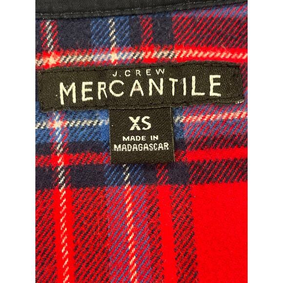 J Crew Mercantile Women’s 1/2 Zip Red/Blue Flannel Shacket Size XSmall. - Picture 7 of 8